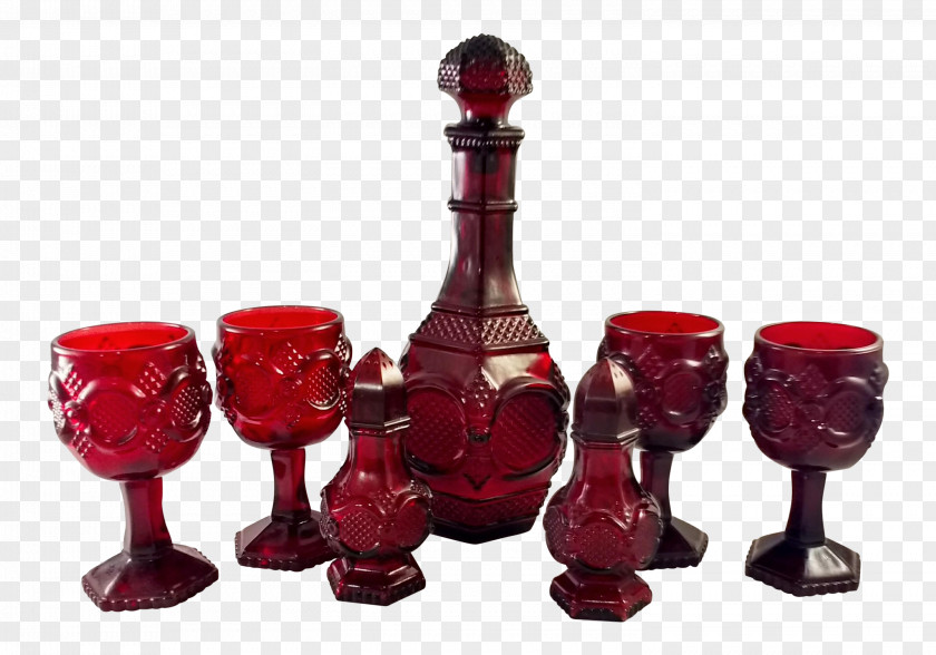 Cranberry Red Wine Glass Decanter Carafe PNG