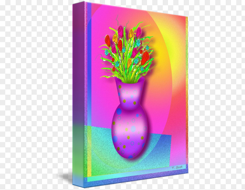 Purple Vase Graphic Design Gallery Wrap Violet Art PNG