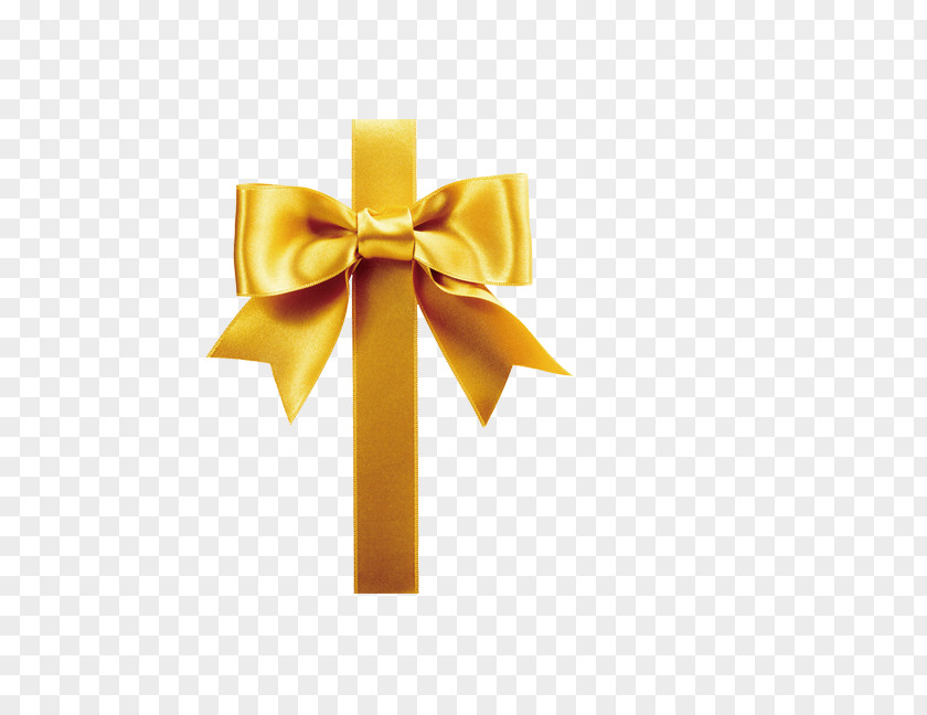 Gold Bowknot Ribbon Decoration Gift Wrapping Stock Photography PNG