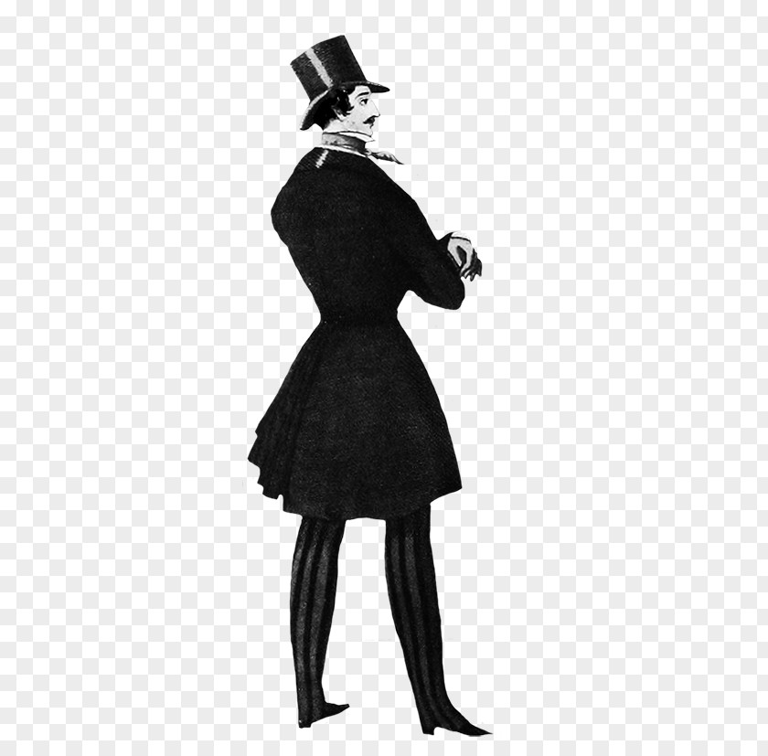 Victorian Men Black M White Silhouette Dress PNG