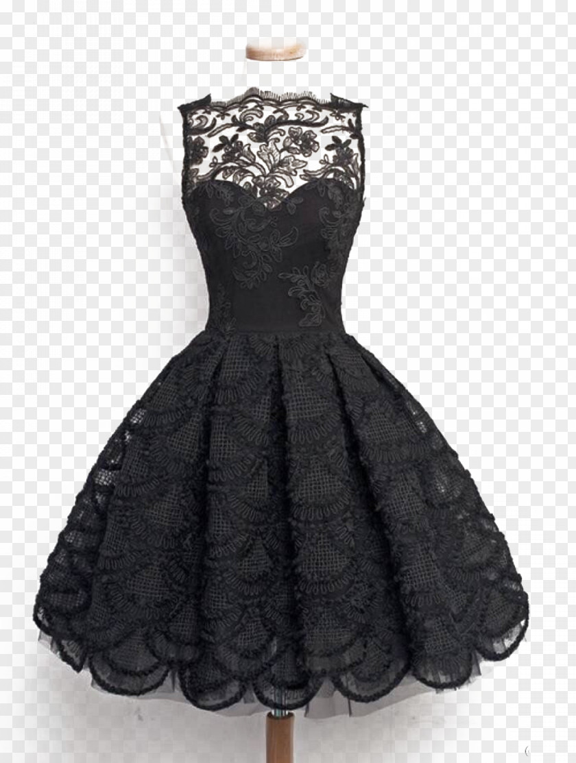 Black Lace Princess Dress Little Prom Tulle Sleeve PNG