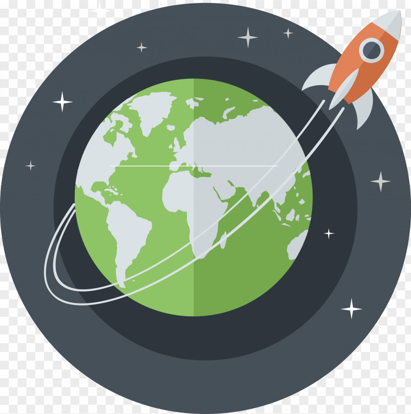 Vector Rocket Science Earth Flat Design PNG