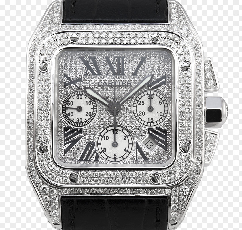 Watch Cartier Santos 100 Chronograph Diamond PNG