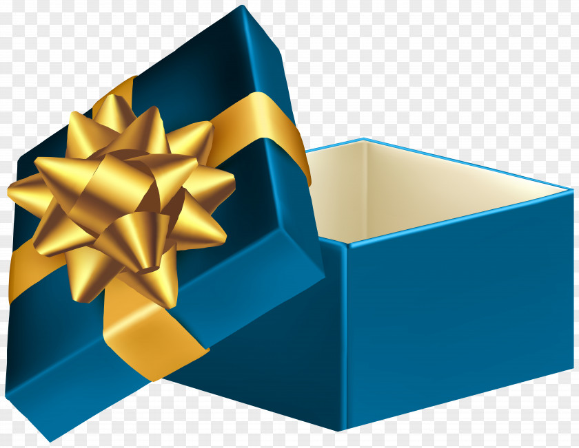 Blue Open Gift Box Clip Art Image PNG