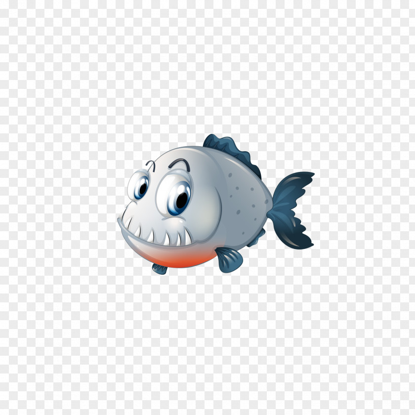 Gray Blue Vector Fish Piranha Illustration PNG