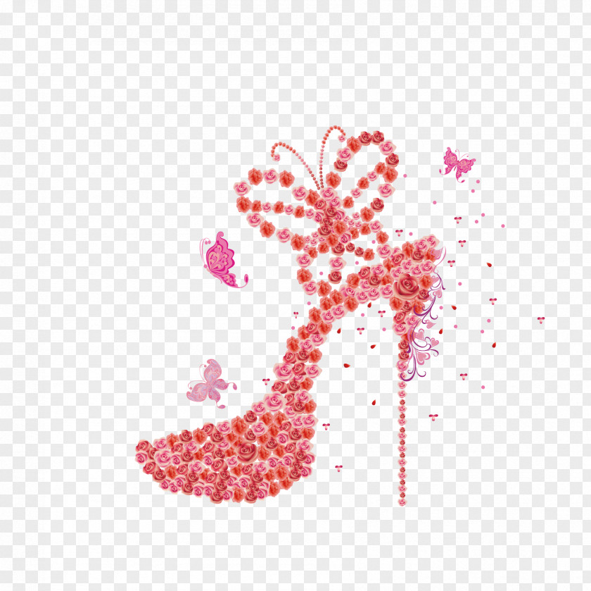 Cartoon Red Flowers High Heels Birthday Cake Cupcake Shoe High-heeled Footwear PNG