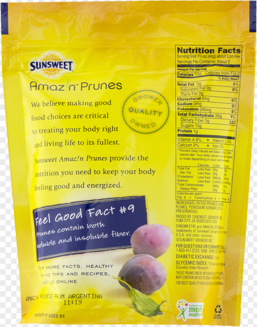 Health Prune Nutrition Facts Label Sunsweet Growers Inc. Dried Fruit PNG