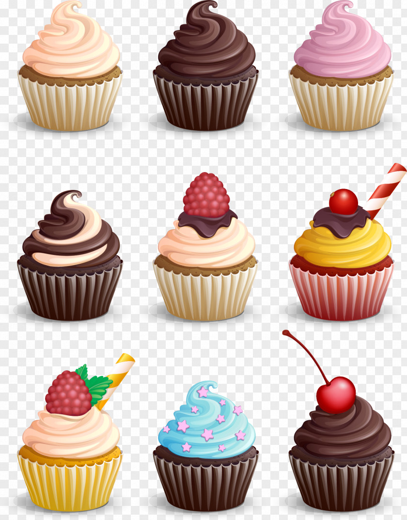 Nine Cupcakes Cupcake Muffin Chocolate PNG