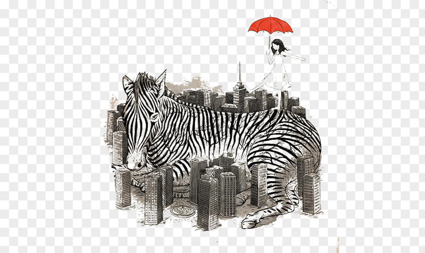 Black And White Construction Zebra Illustration Visual Arts Imagination Drawing PNG