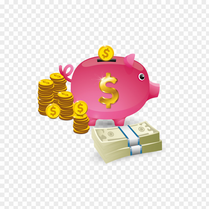 Vector Save Pot And Gold Coin Piggy Bank PNG