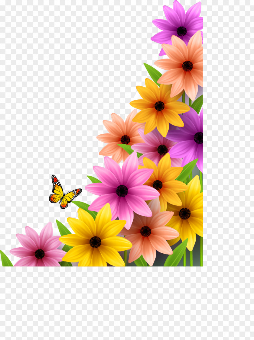 Flowers Border Vector Material Flower Poster PNG