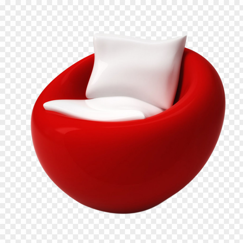 Spherical Red Sofa Couch White PNG