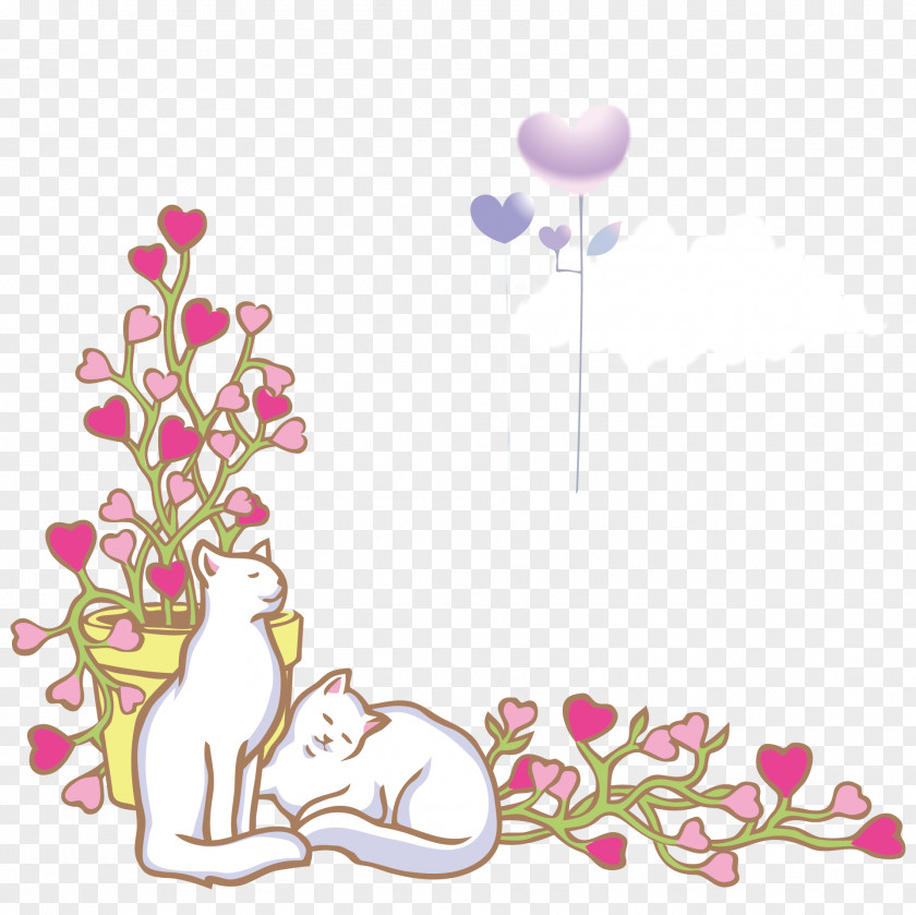 Two Cats Cat Cartoon Watercolor Painting Illustration PNG