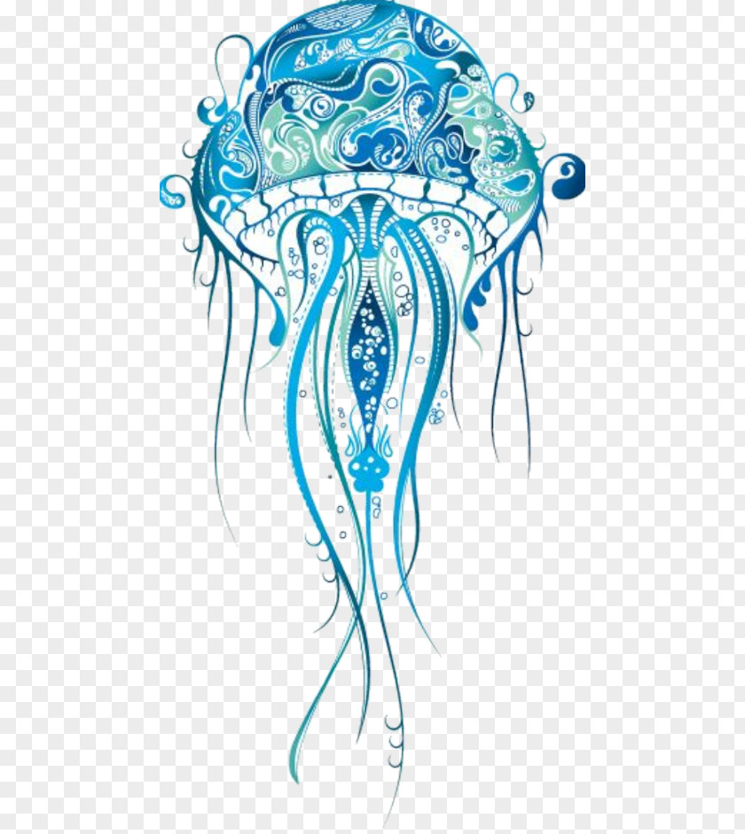 Design Blue Jellyfish Drawing PNG
