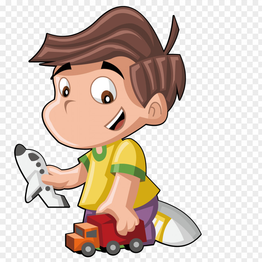 Play Model Plane Boy Cartoon Character Child PNG