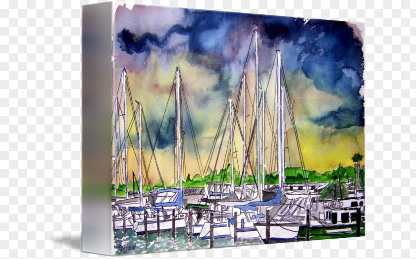 Watercolor Sailboat Painting Gallery Wrap Melbourne Canvas PNG