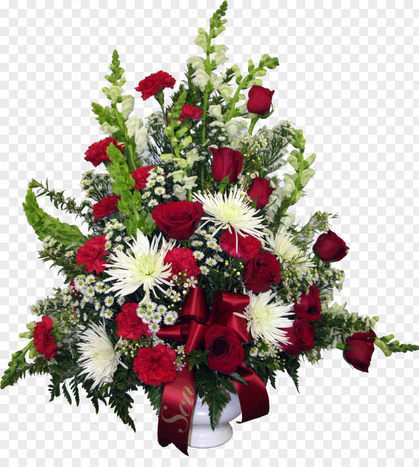 Red White Floristry Funeral Rose PNG