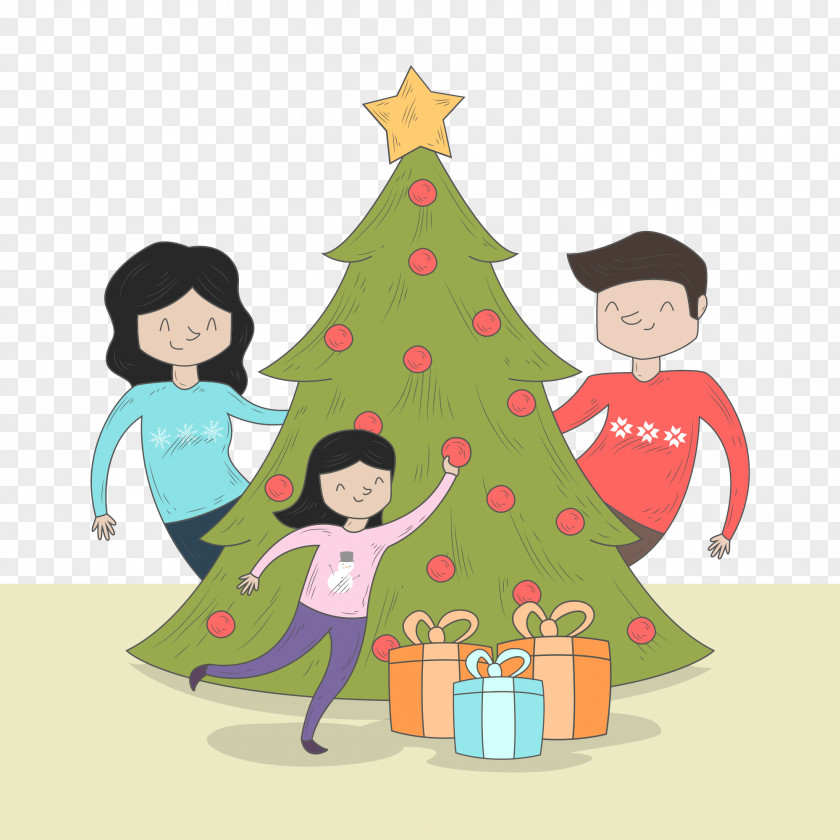 Vector Christmas Family Tree PNG