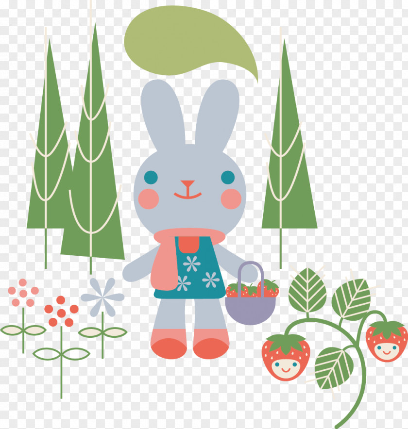 Bunny Pick Strawberries Easter Rabbit Aedmaasikas PNG