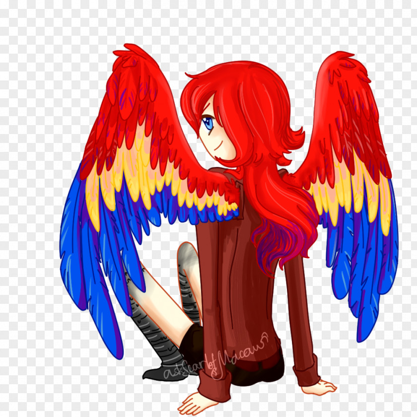 Scarlet Macaw Cartoon Figurine Legendary Creature Angel M PNG