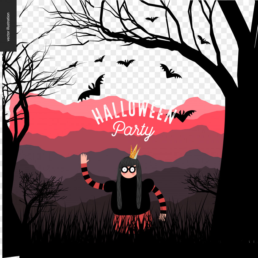Halloween Poster Background Decorative Elements And Funny People PNG