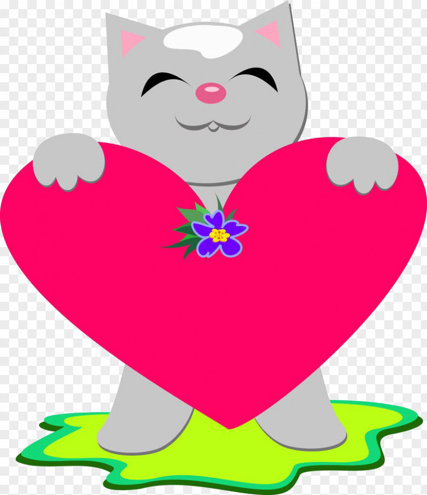 Cartoon Cat Love Material Photography Illustration PNG