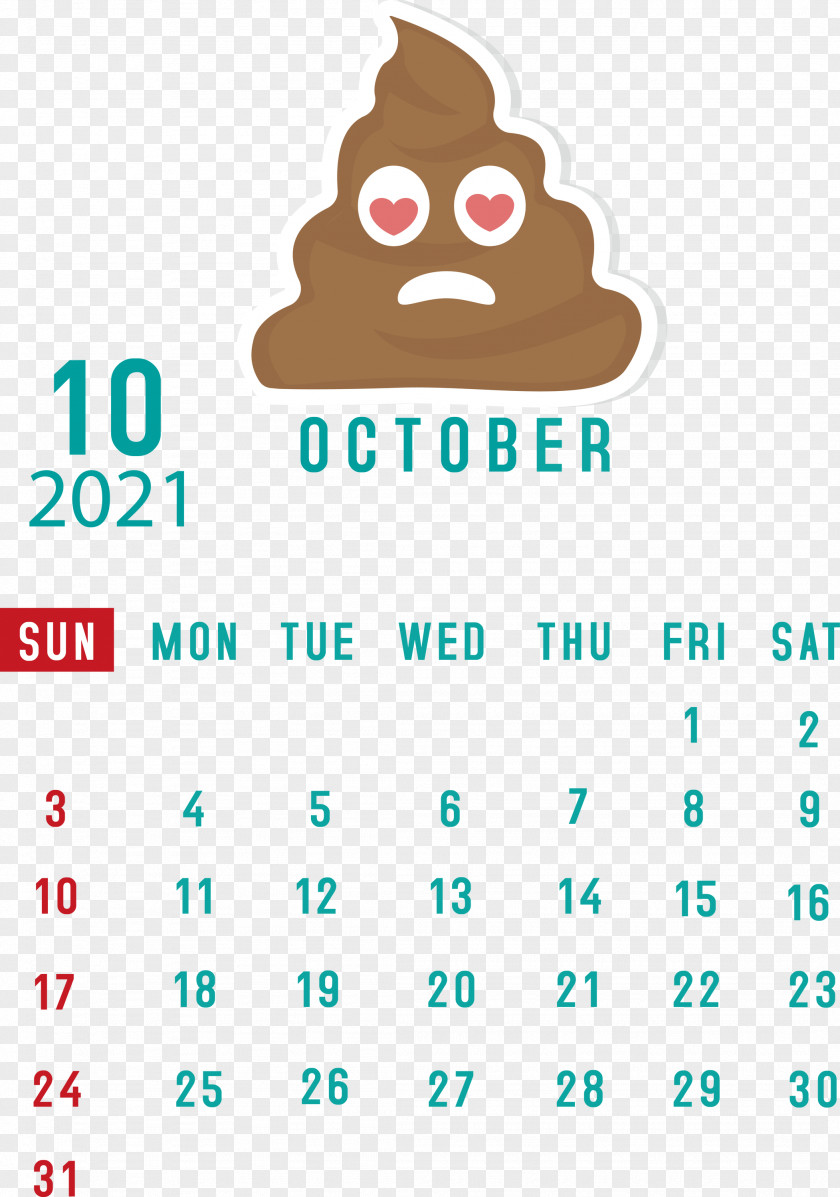 October 2021 Printable Calendar PNG