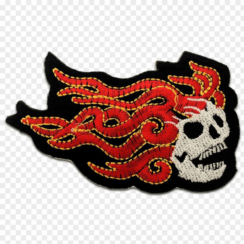 Skull Embroidered Patch Embroidery Iron-on Skeleton PNG