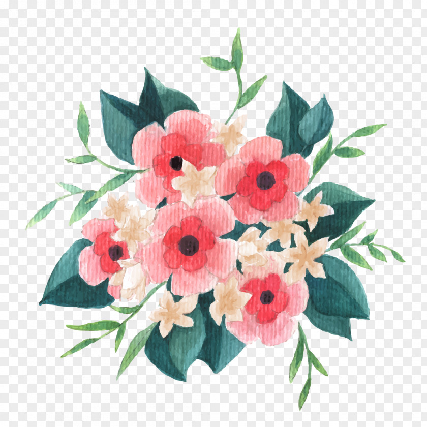 Painted Pink Bouquet Water Vector Material Flower Clip Art PNG