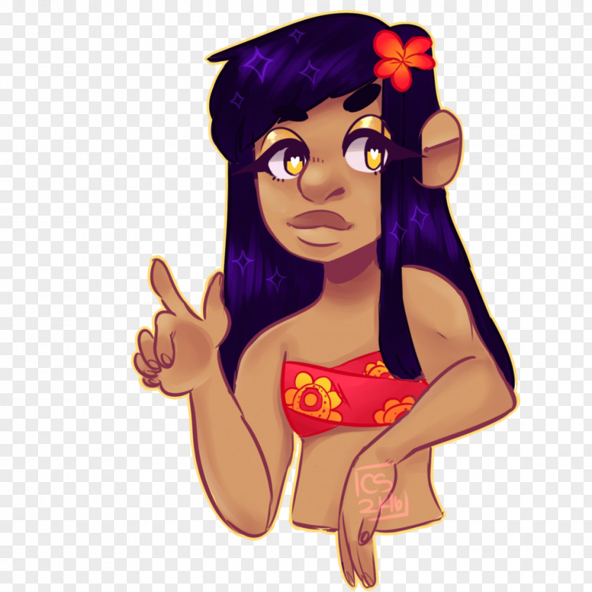 Purple Finger Black Hair Cartoon PNG