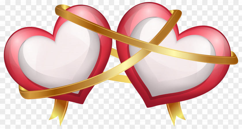 Two Hearts With Ribbon Transparent PNG Clip Art Image Wedding Invitation Valentine's Day Heart PNG