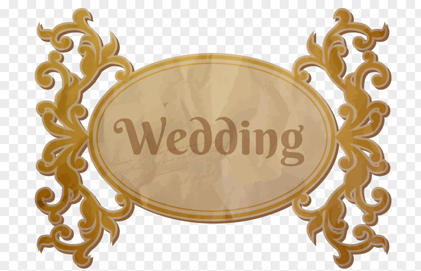 Vector Gold Wedding Theme Box Ornament Clip Art PNG