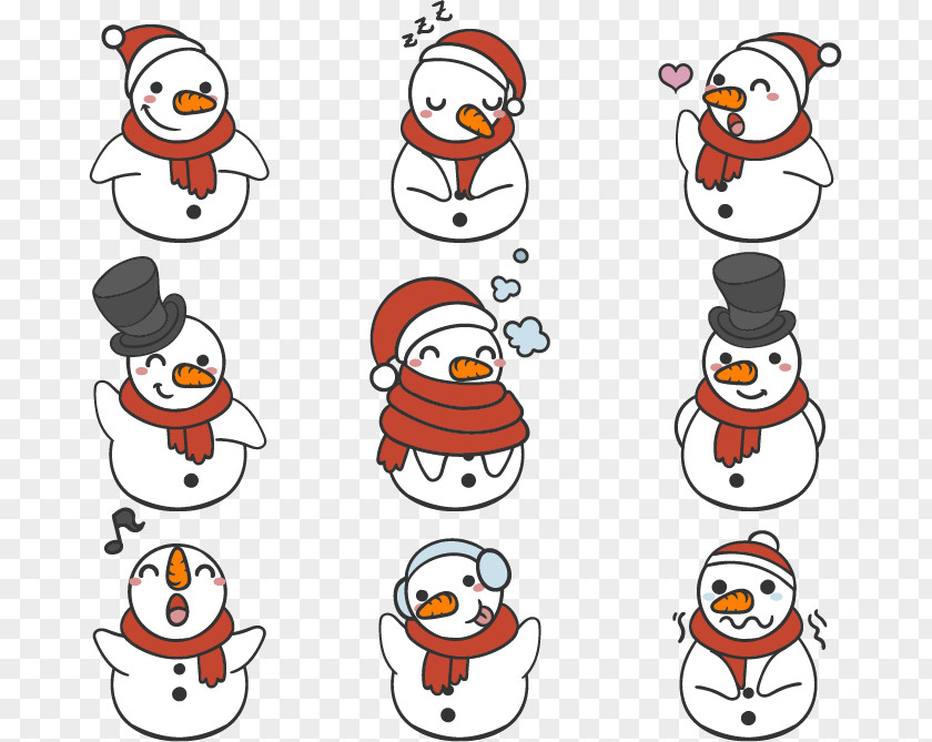 Cute Snowman Squared Drawing Scarf PNG