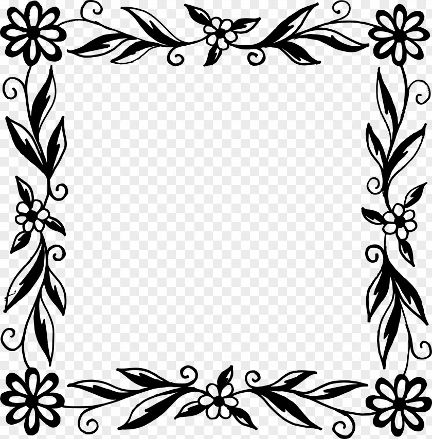Flower Frame Black And White Picture Frames PNG