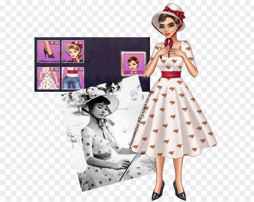 Audrey Hepburn Roman Holiday Fashion Illustration Barbie Drawing Portrait PNG