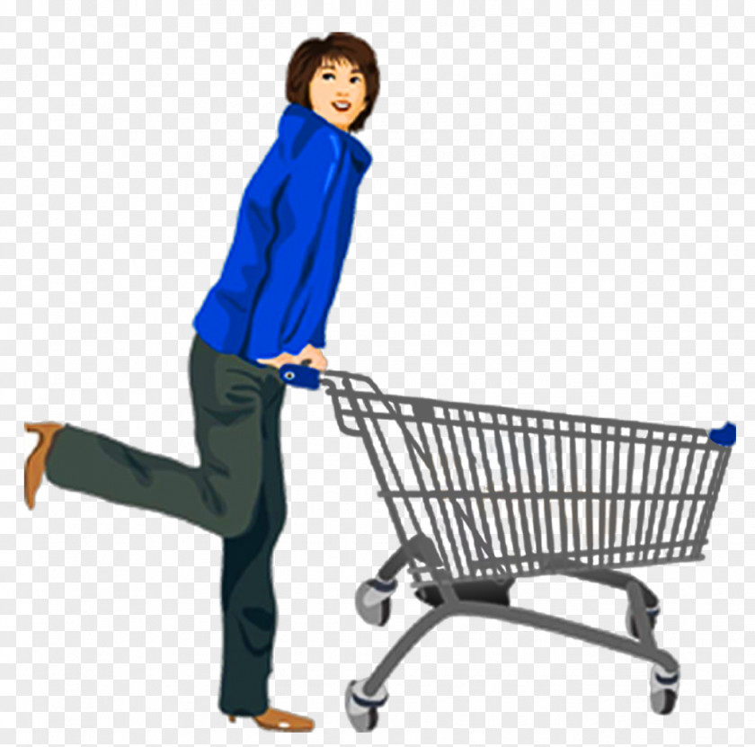 People Pushing A Shopping Cart Stock Photography Illustration PNG