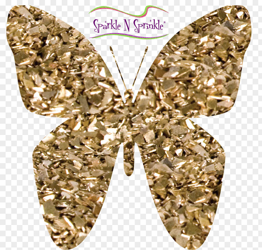 Crushed Glass Butterfly Insect Pollinator Jewellery Gold PNG