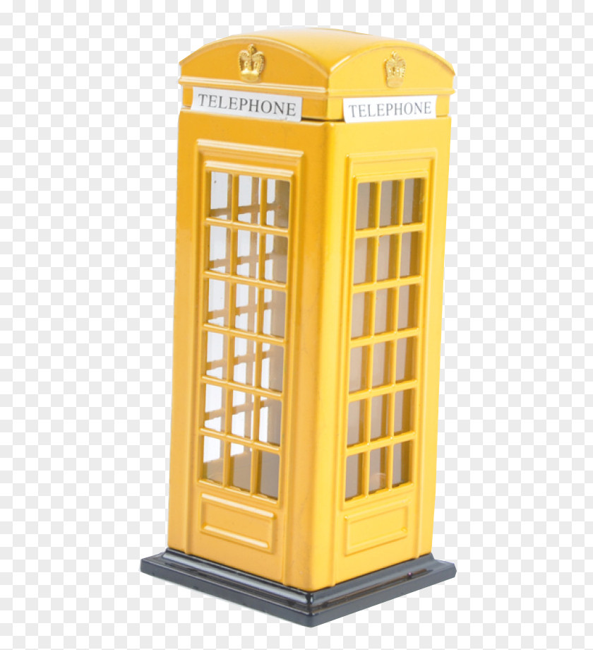 Yellow Phone Booth Model Telephone Money Piggy Bank Tirelire PNG