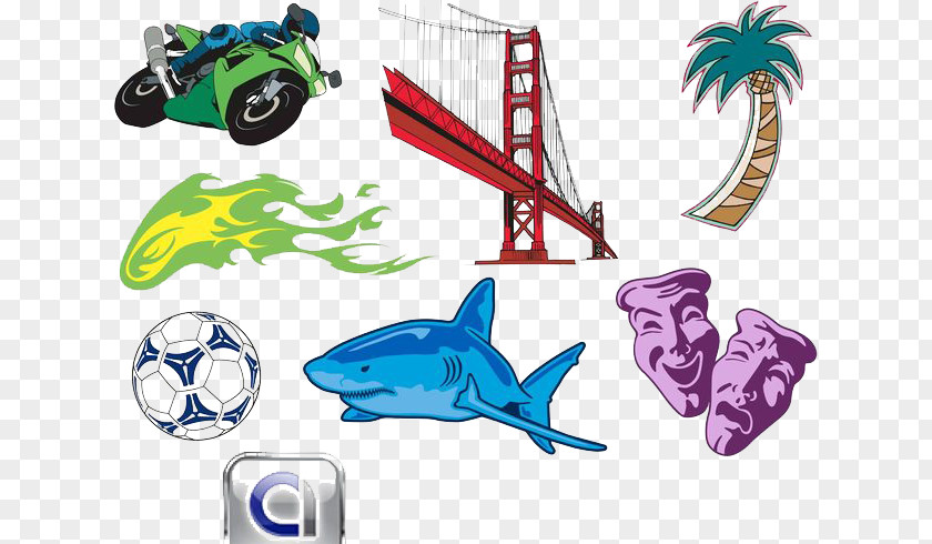 Fish Mask Football And Cable Bridge Logo Graphic Design PNG