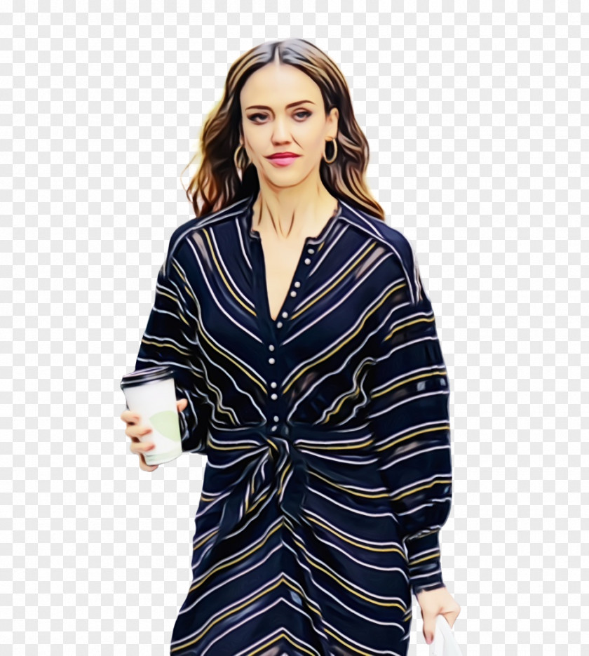 Jessica Alba Sin City Businessperson Proenza Schouler Crepe Striped Long Sleeve Dress PNG