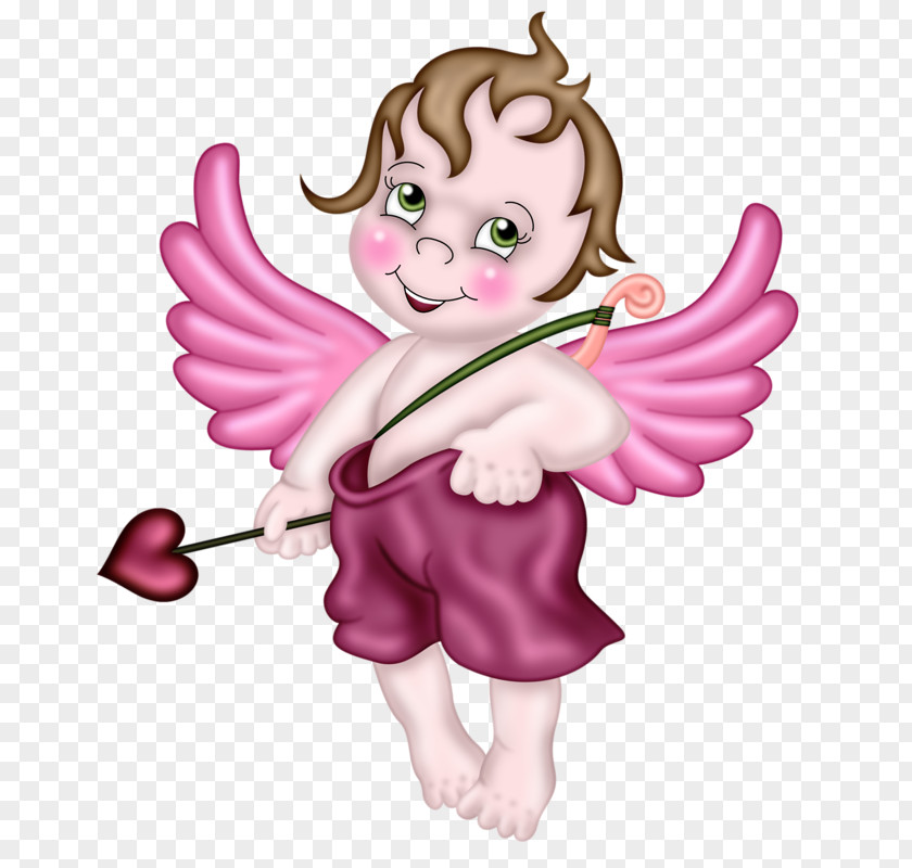 Hand-painted Angels Cupid Heart Clip Art PNG