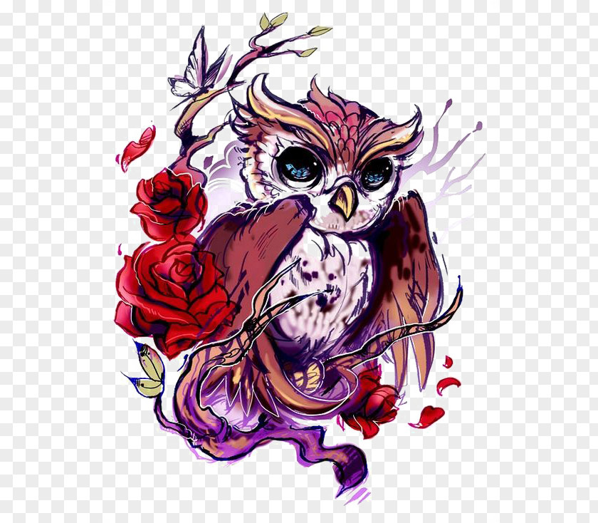 Owl Tattoo Artist Rose Flash PNG