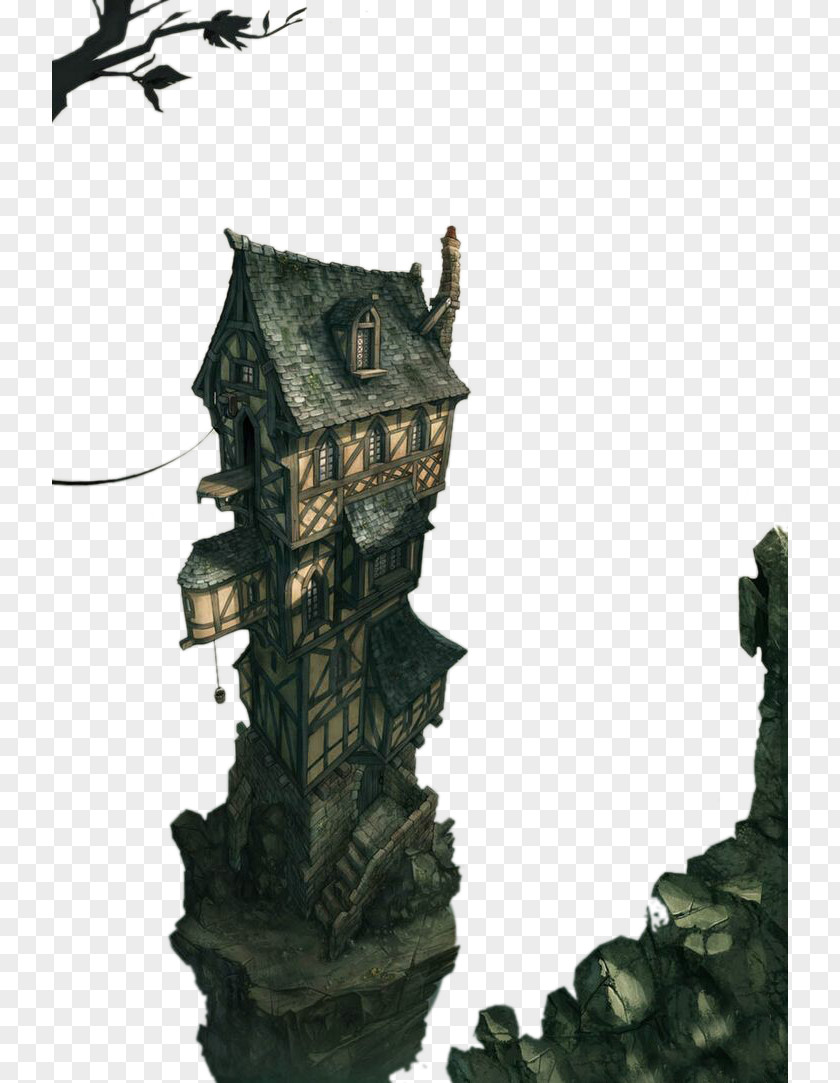 Floating Island House Dungeons & Dragons Concept Art Pin Fantasy PNG