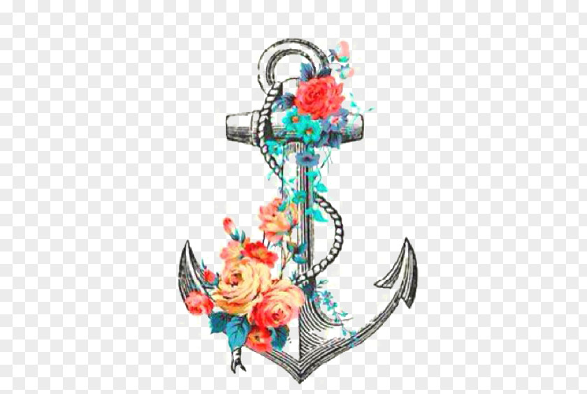 Anchor Tattoo Flower Rose Drawing PNG