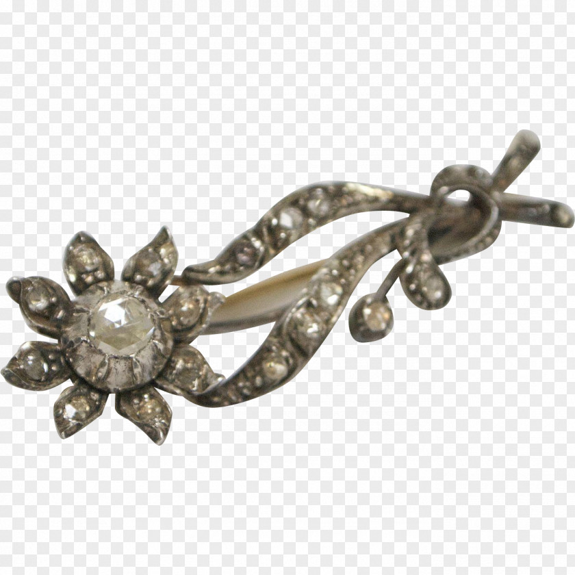 Diamond Earring Brooch Georgian Era Cut PNG