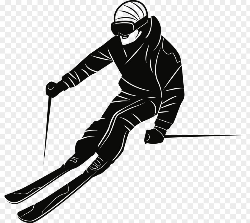 Drawing Skiing Alpine Line Art Silhouette PNG