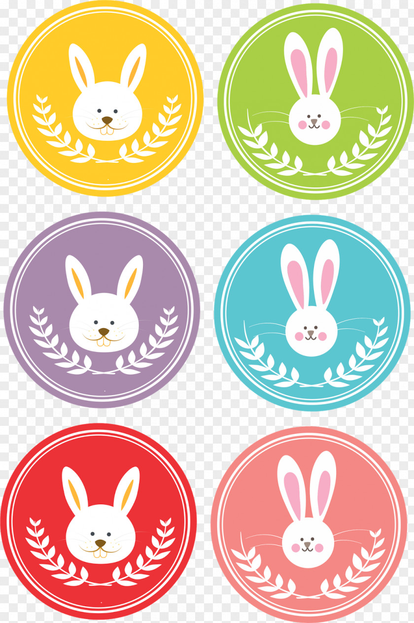Easter Paper Bunny Label Sticker PNG