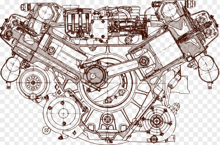 Vector Park Architectural Drawings Engine Blueprint Car Drawing PNG