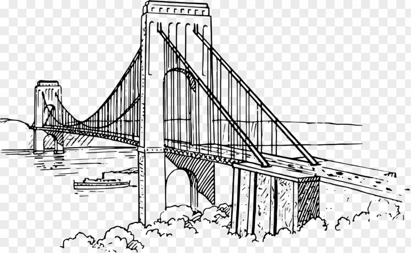 Bridge Brooklyn Clifton Suspension John A. Roebling Drawing PNG