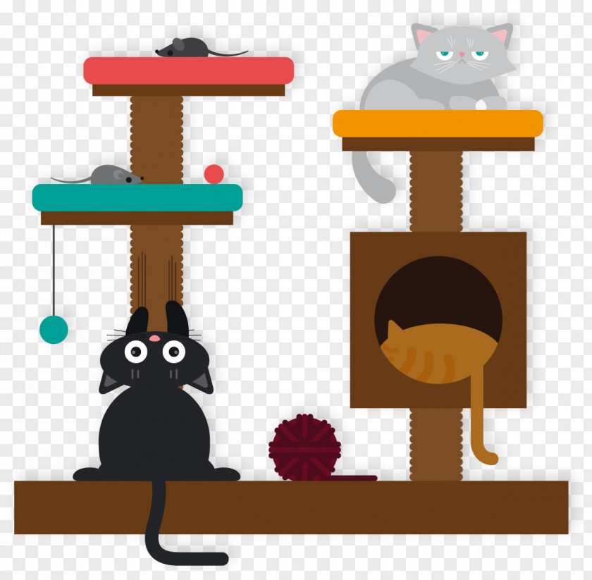 Vector Hand-drawn Cat And Shelves Play Toys Felidae Euclidean PNG